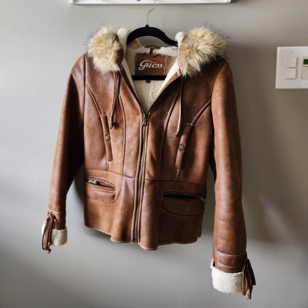 Guess Sherpa Lined Jacket Size Small - image 1